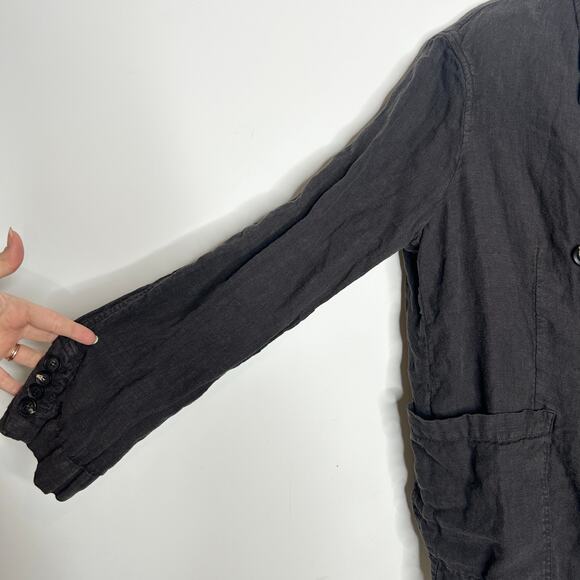 ZARA Linen Blazer Jacket Womens Small Oversized Shacket Soft Power Grey Relaxed - Picture 3 of 10
